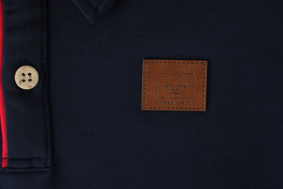 boys polo with trim - navy