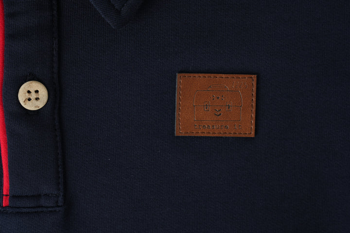 boys polo with trim - navy