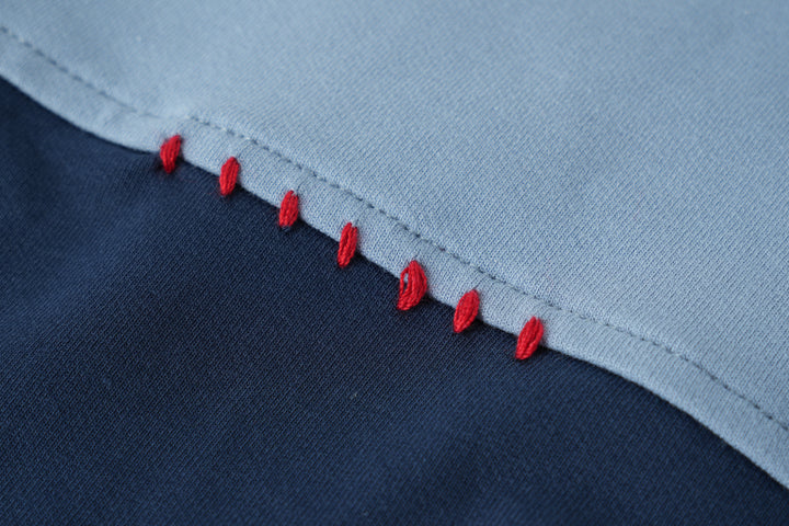 colorblock polo with denim collar - navy colorblock