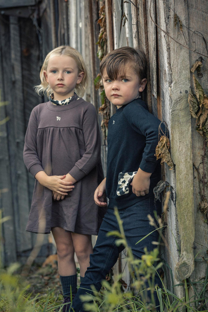 dress printed mockneck - brown