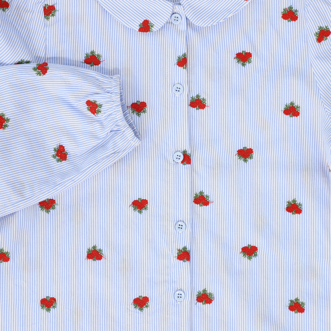 shirt l/s striped flower - floral