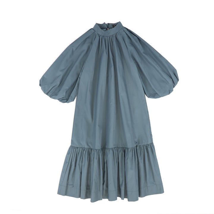 dress taffeta back tie - dusty blue