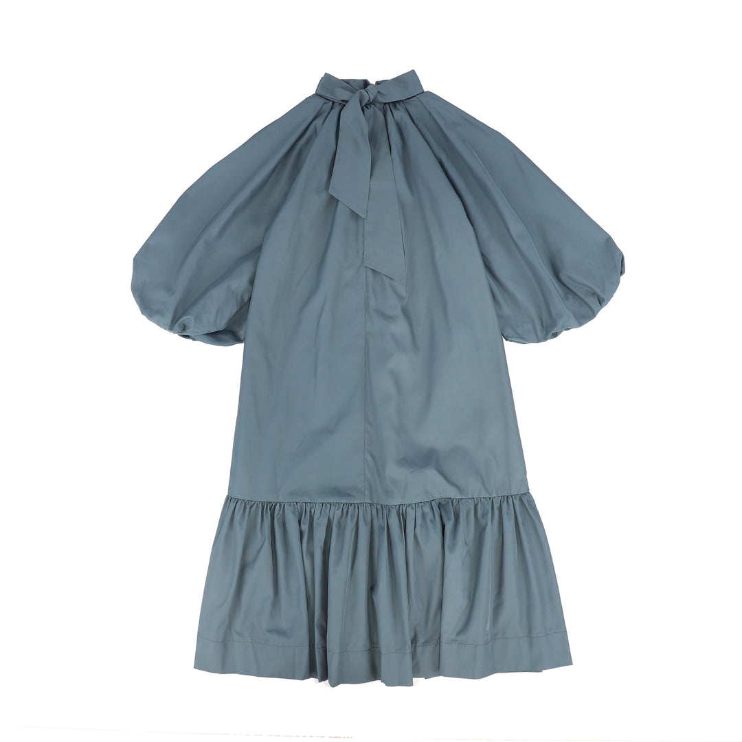 dress taffeta back tie - dusty blue