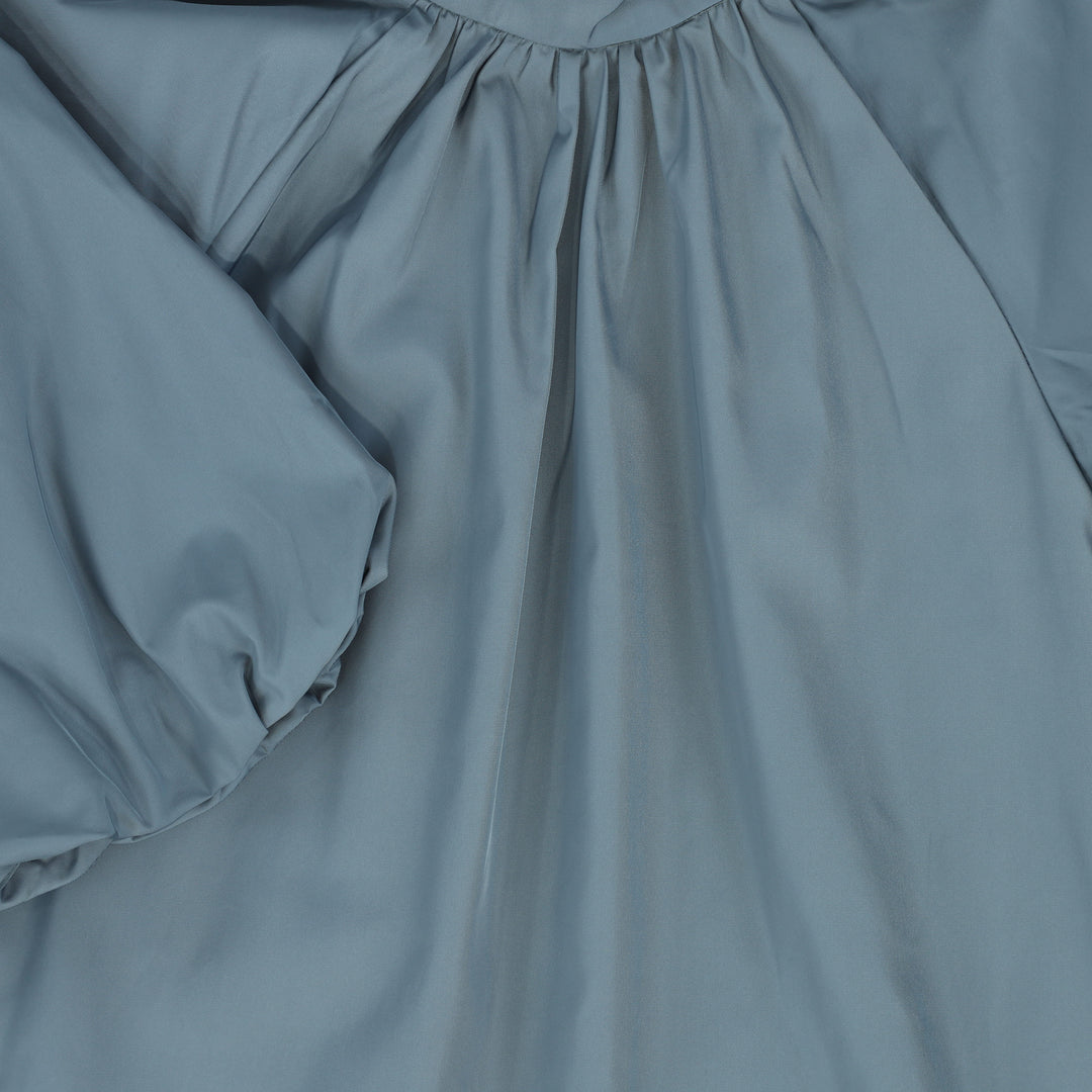 dress taffeta back tie - dusty blue