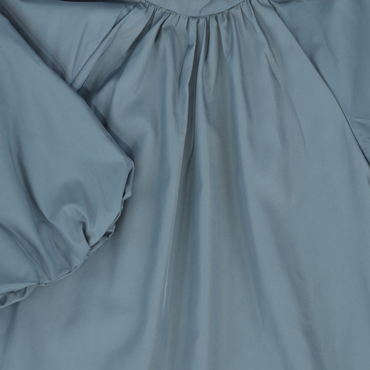 dress taffeta back tie - dusty blue