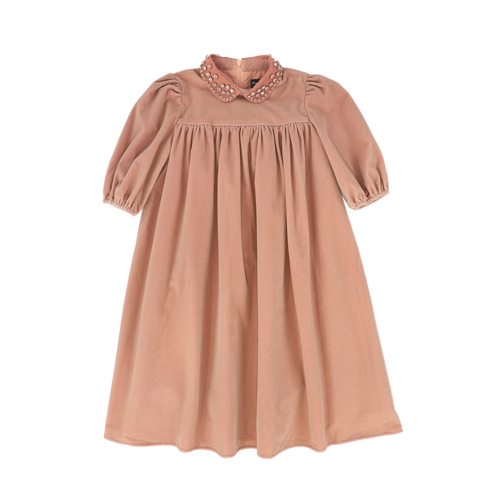 dress velvet with studded collar - mauve