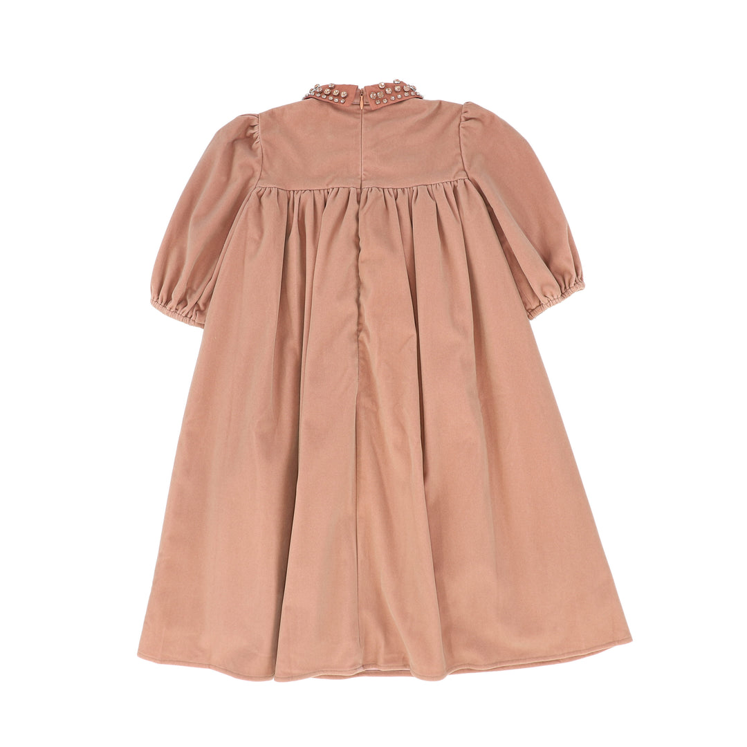 dress velvet with studded collar - mauve