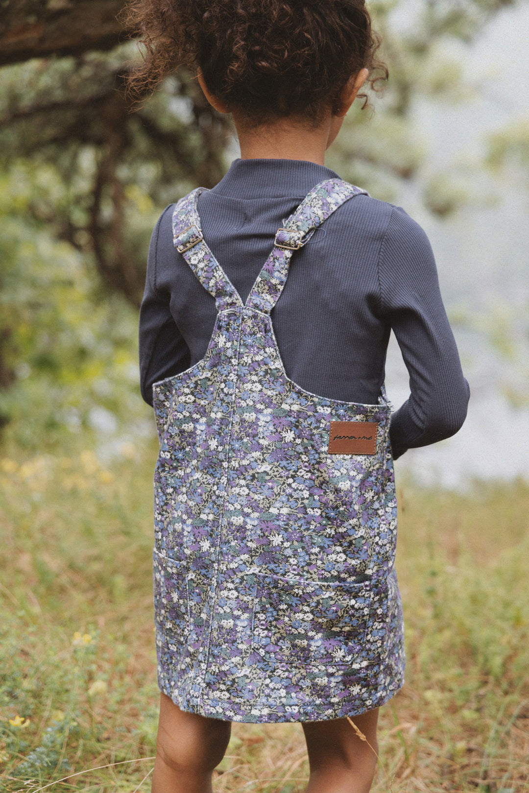 dress canvas front pocket jumper - navy liberty print