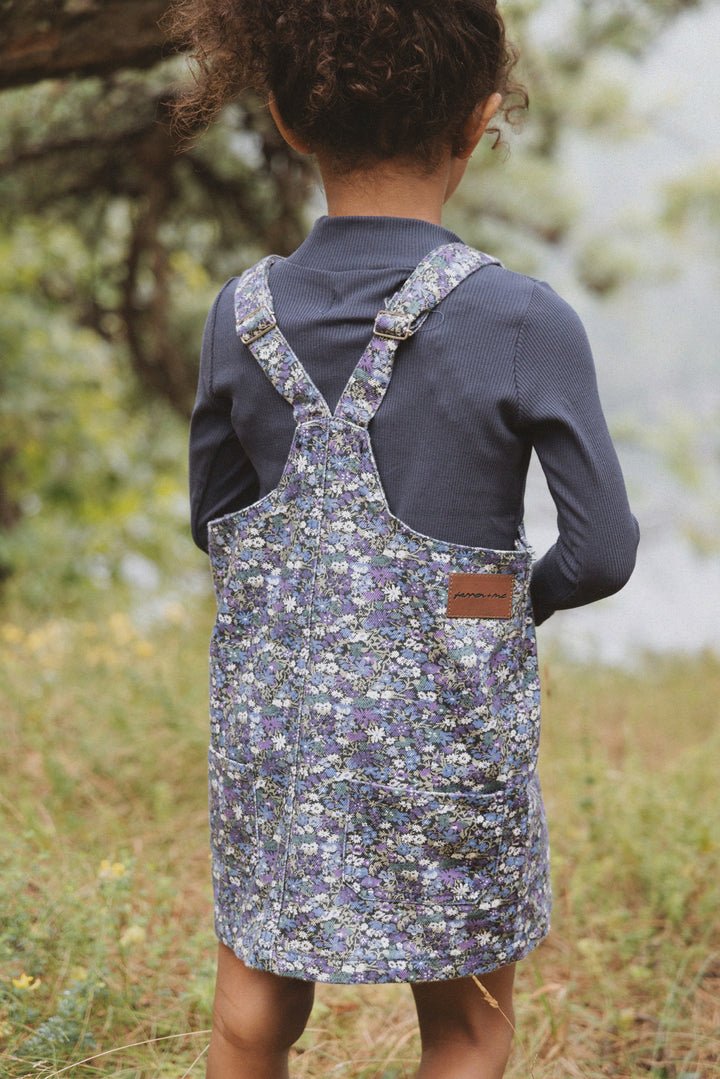 dress canvas front pocket jumper - navy liberty print