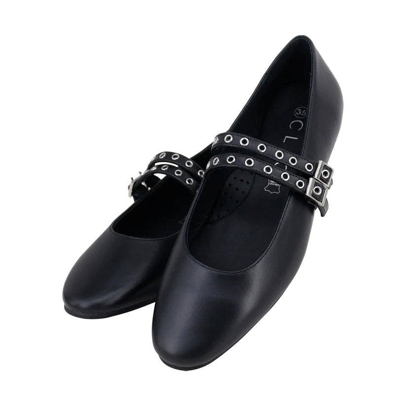 shoes josie double strap - black