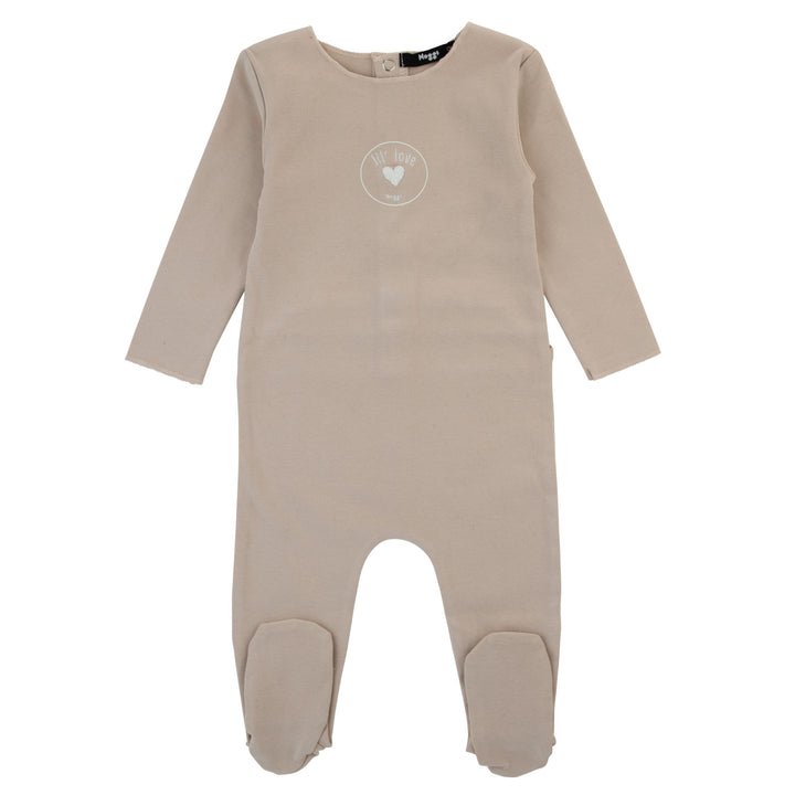 footie cotton lil love with beanie - tan-170