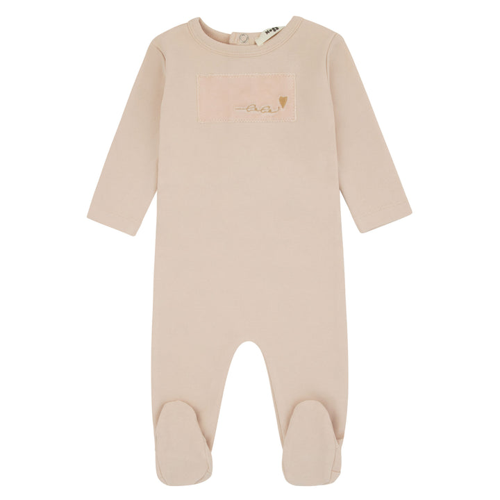 footie velour bebe patch with beanie - pink-145