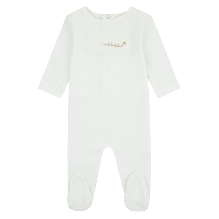 footie velour bebe patch with beanie - ivory-199