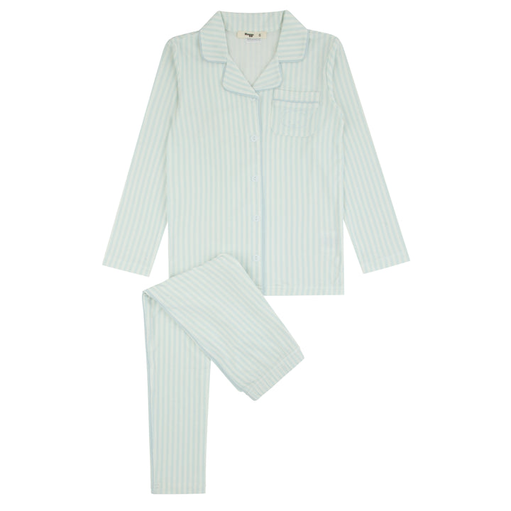 pajamas striped grandpa shirt and pants - blue/whte stripe-170