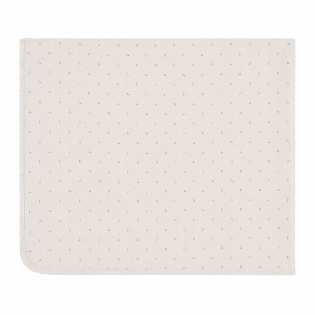 set footie dot print wrap with beanie and blanket - ivory/blue-170