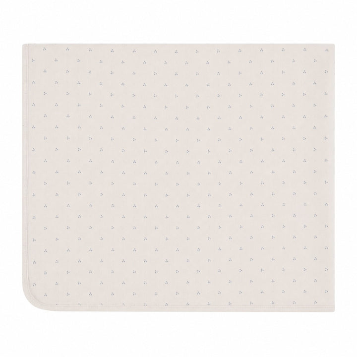 set footie dot print wrap with beanie and blanket - ivory/blue-170