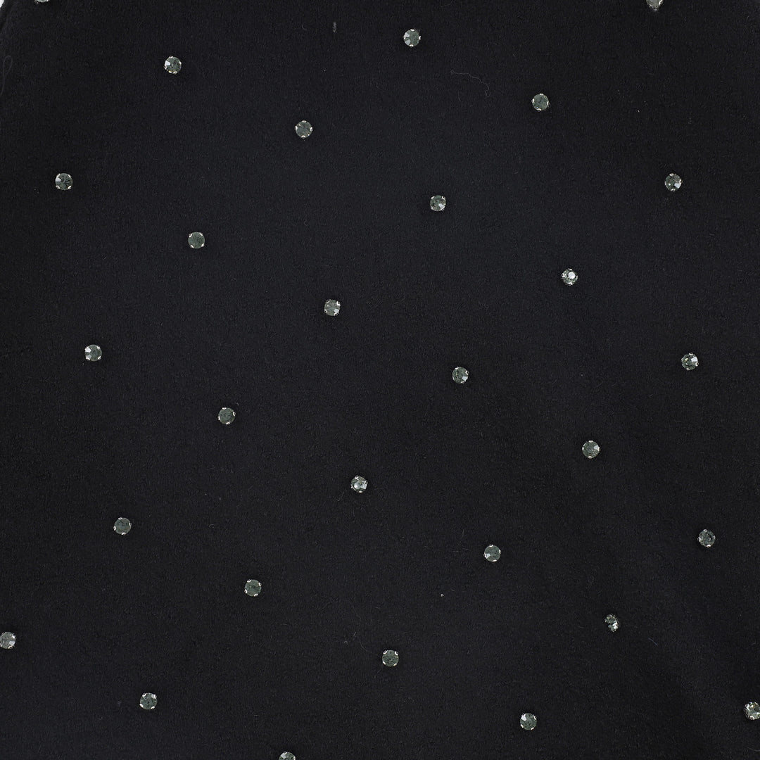 skirt midi wool with studs - black