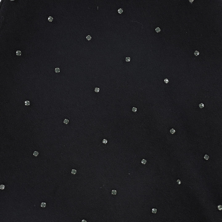 skirt midi wool with studs - black