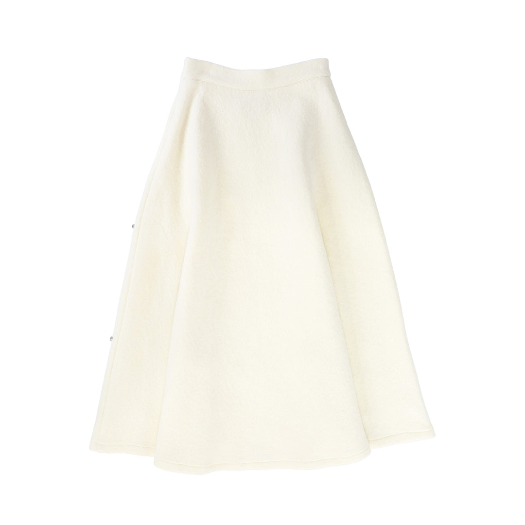 skirt midi wool with studs - ivory