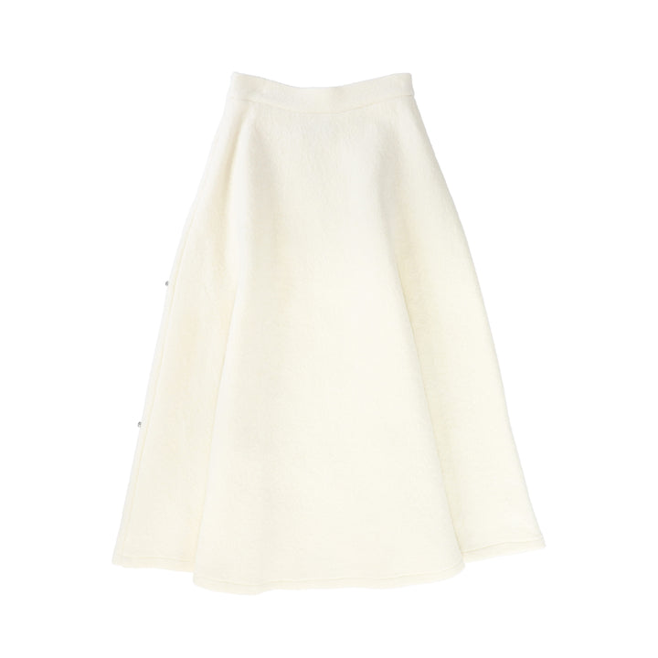 skirt midi wool with studs - ivory