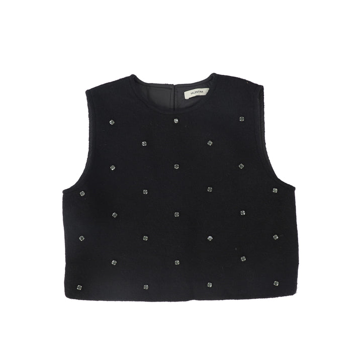 vest wool with studs - black