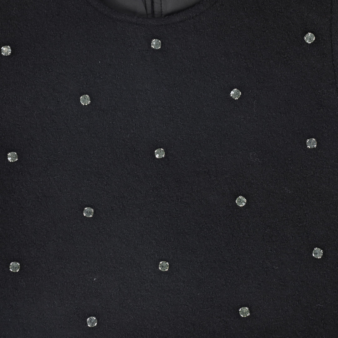 vest wool with studs - black