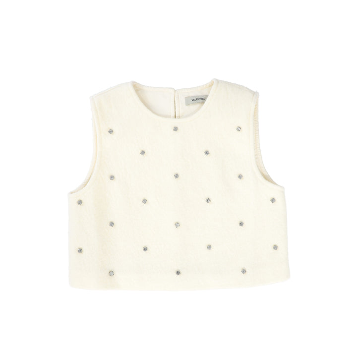 vest wool with studs - ivory