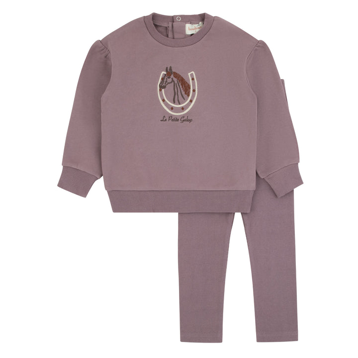 set outfit collared gallop sweatshirt and leggings - vintage lilac