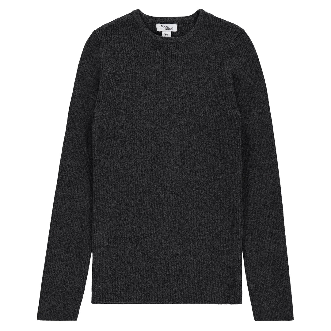 top knit crew neck - black heather