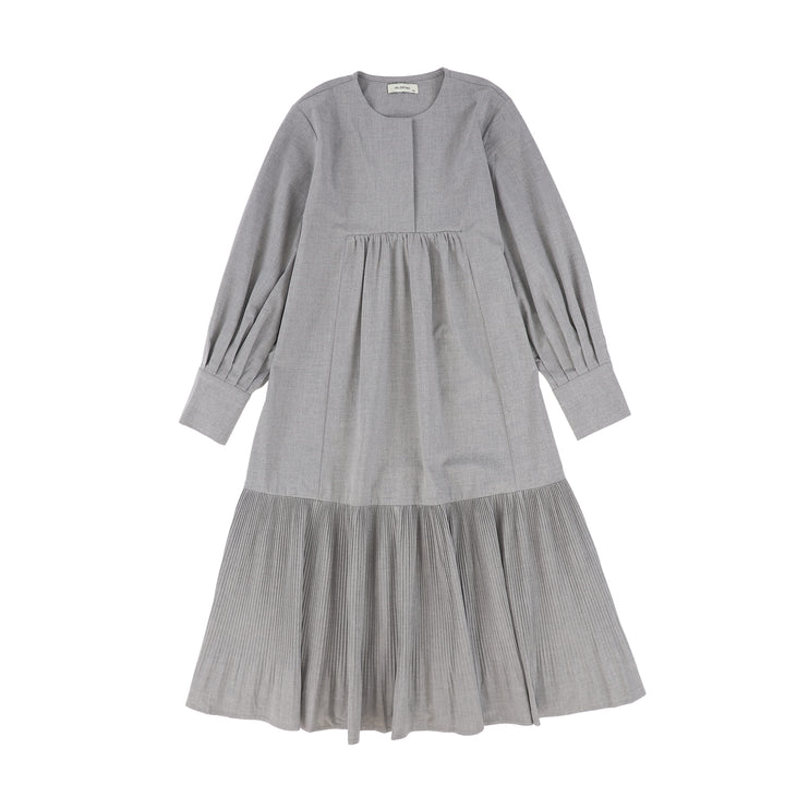 dress high waisted with mini pleated hem - light grey