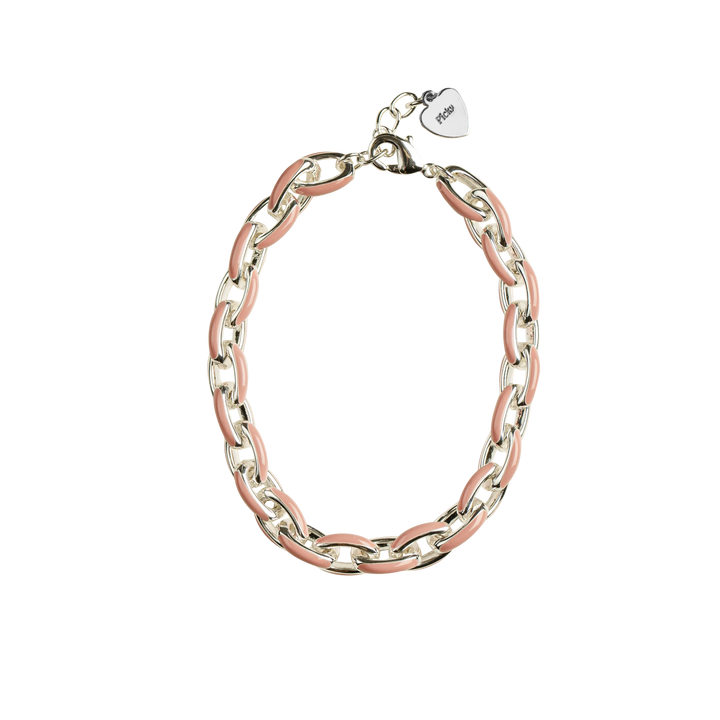 bracelet enamel link - pink/silver