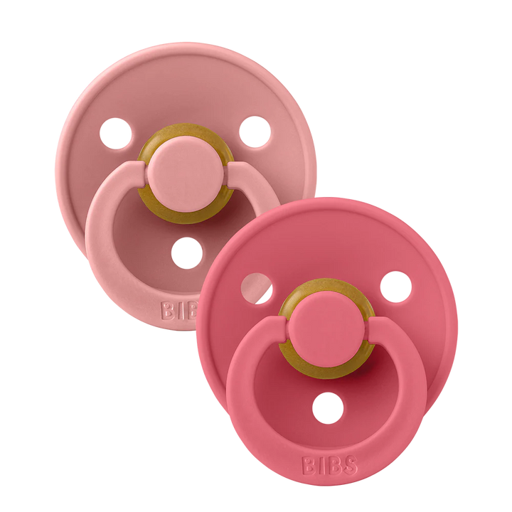pacifier 2 pk colour latex round - dusty pink/coral