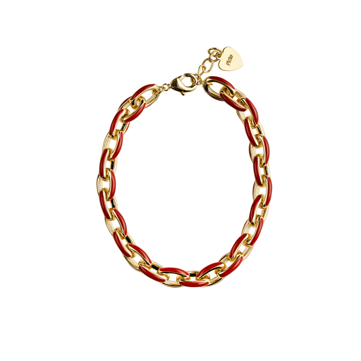 bracelet enamel link - red/gold