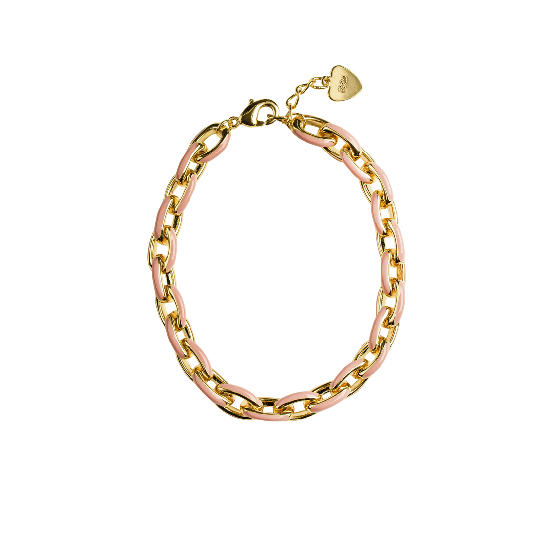 bracelet enamel link - pink/gold