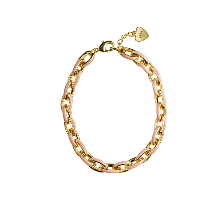 bracelet enamel link - pink/gold