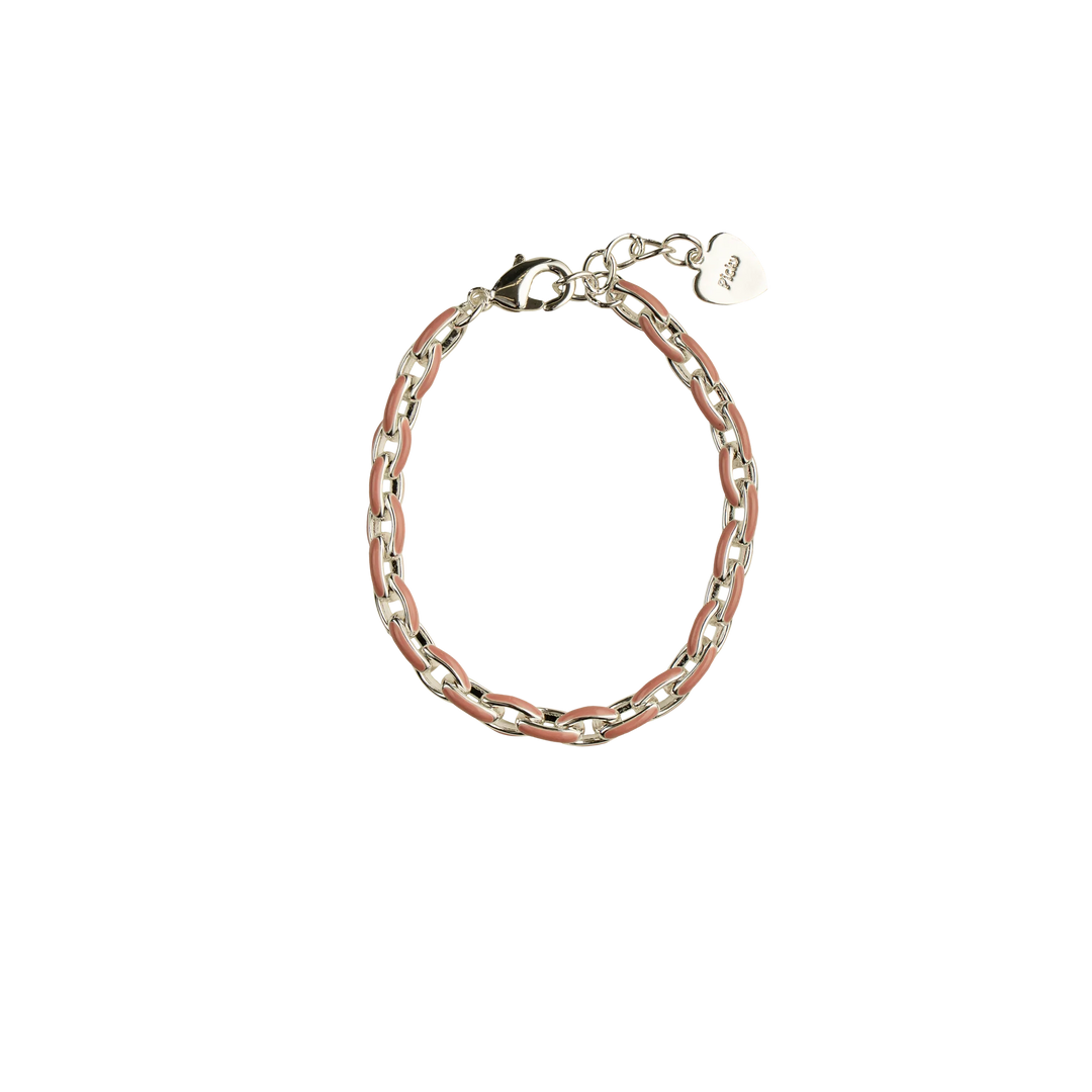 bracelet enamel link - pink/silver