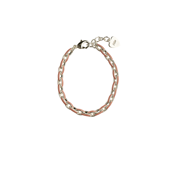 bracelet enamel link - pink/silver