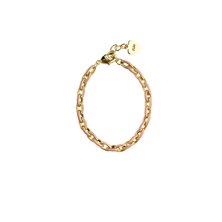bracelet enamel link - pink/gold