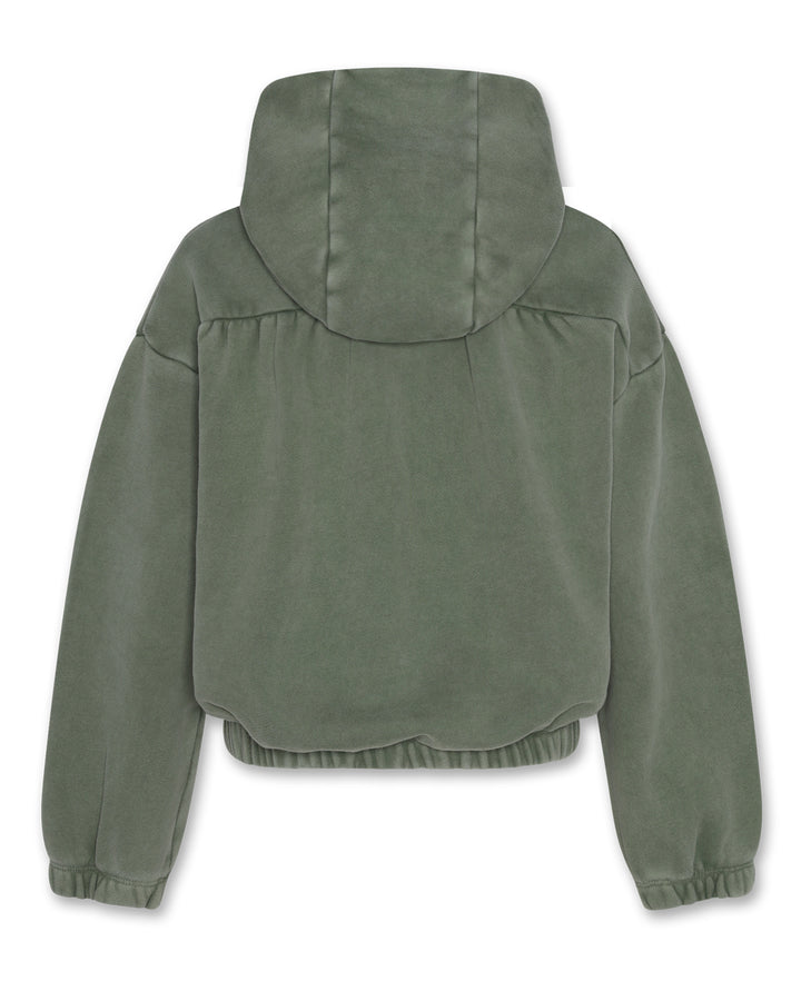 top l/s sweat hoodie with logo stitch - olve nght/erth green