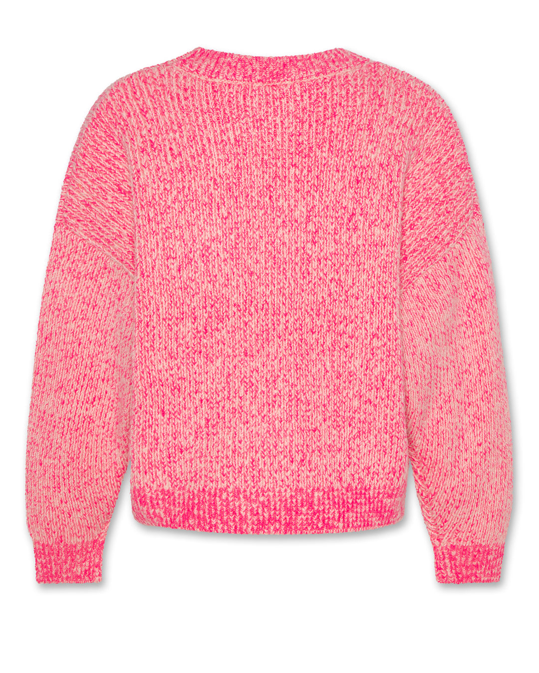 top l/s heather chunky knit - fluo pink