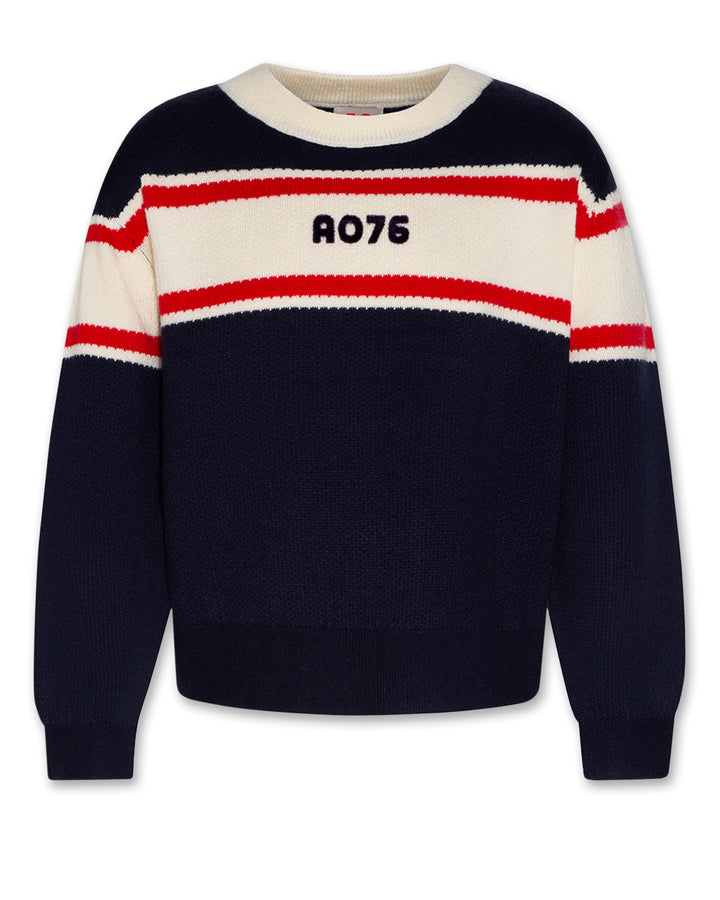 top l/s scallop design logo sweater - classic navy