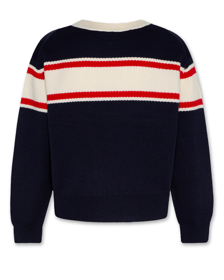top l/s scallop design logo sweater - classic navy