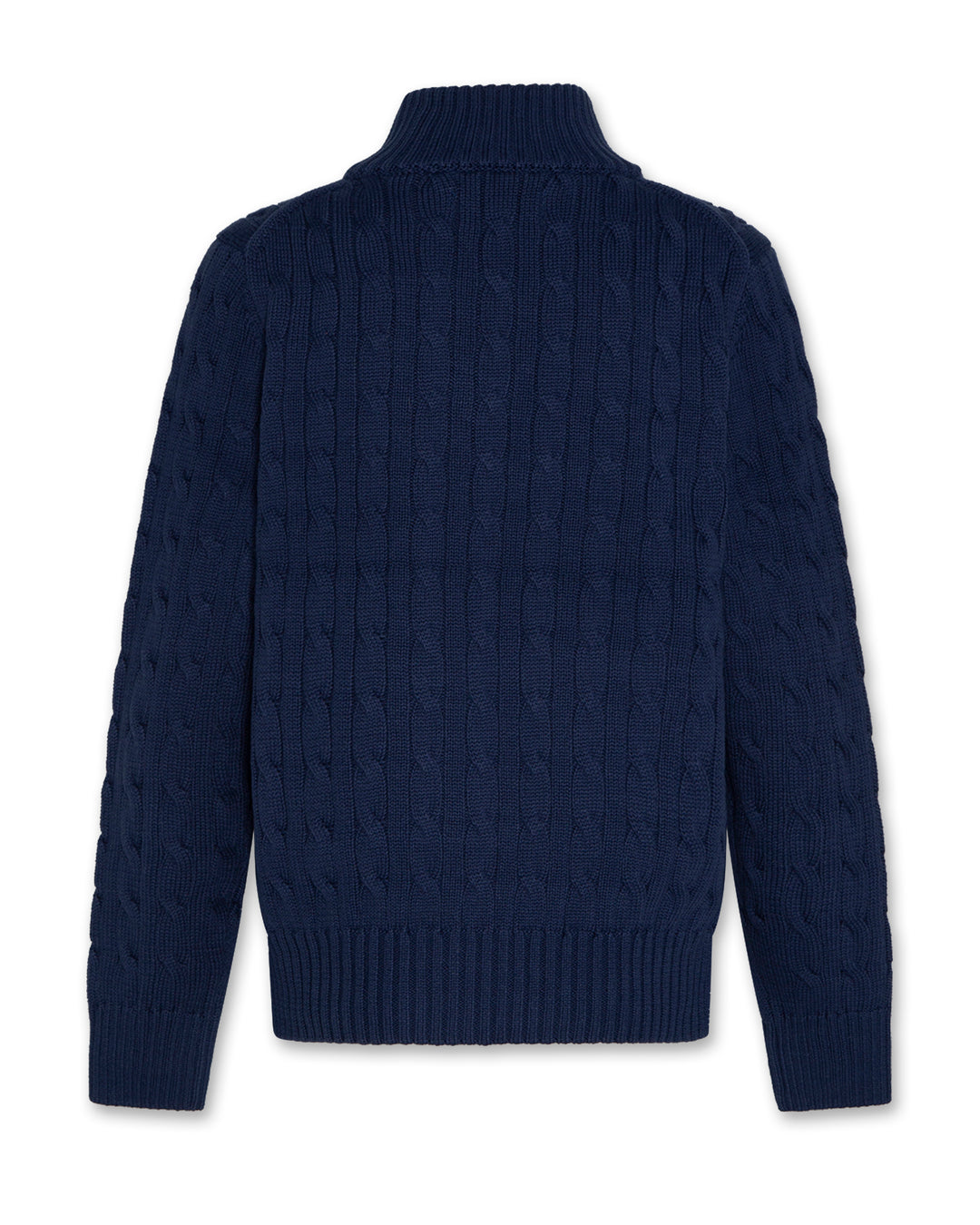 top l/s cable knit quarter zip sweater - denim blue