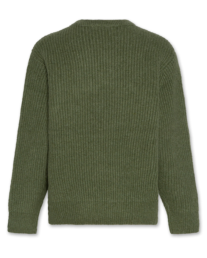 top l/s chunky knit logo sweater - forest