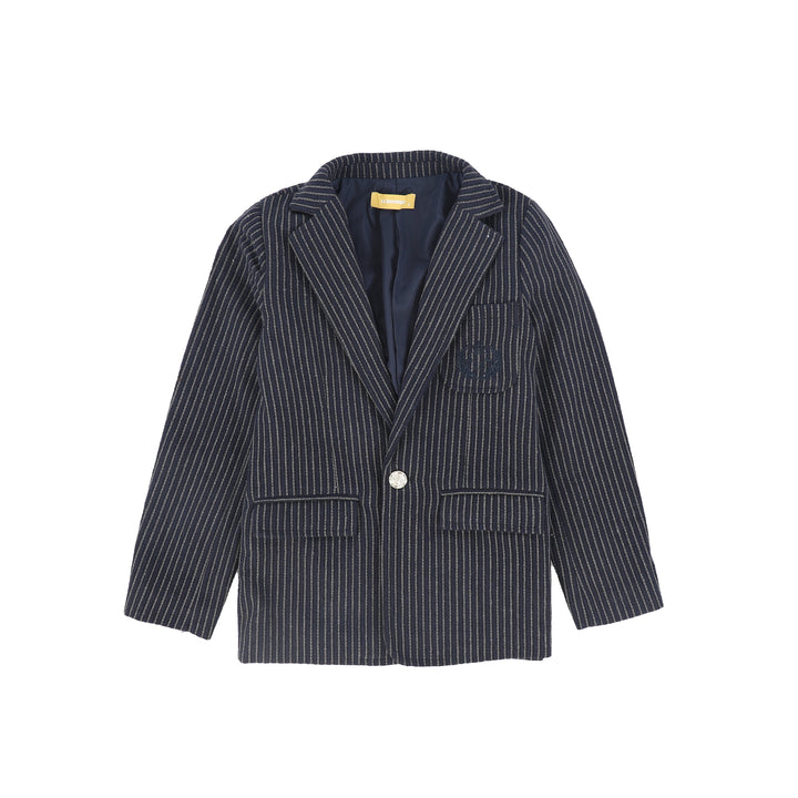 blazer wool stripe thread - navy