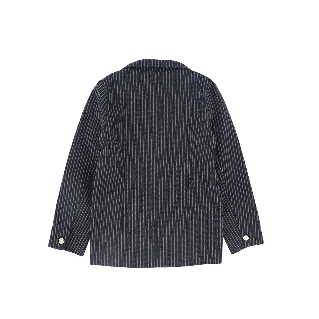 blazer wool stripe thread - navy
