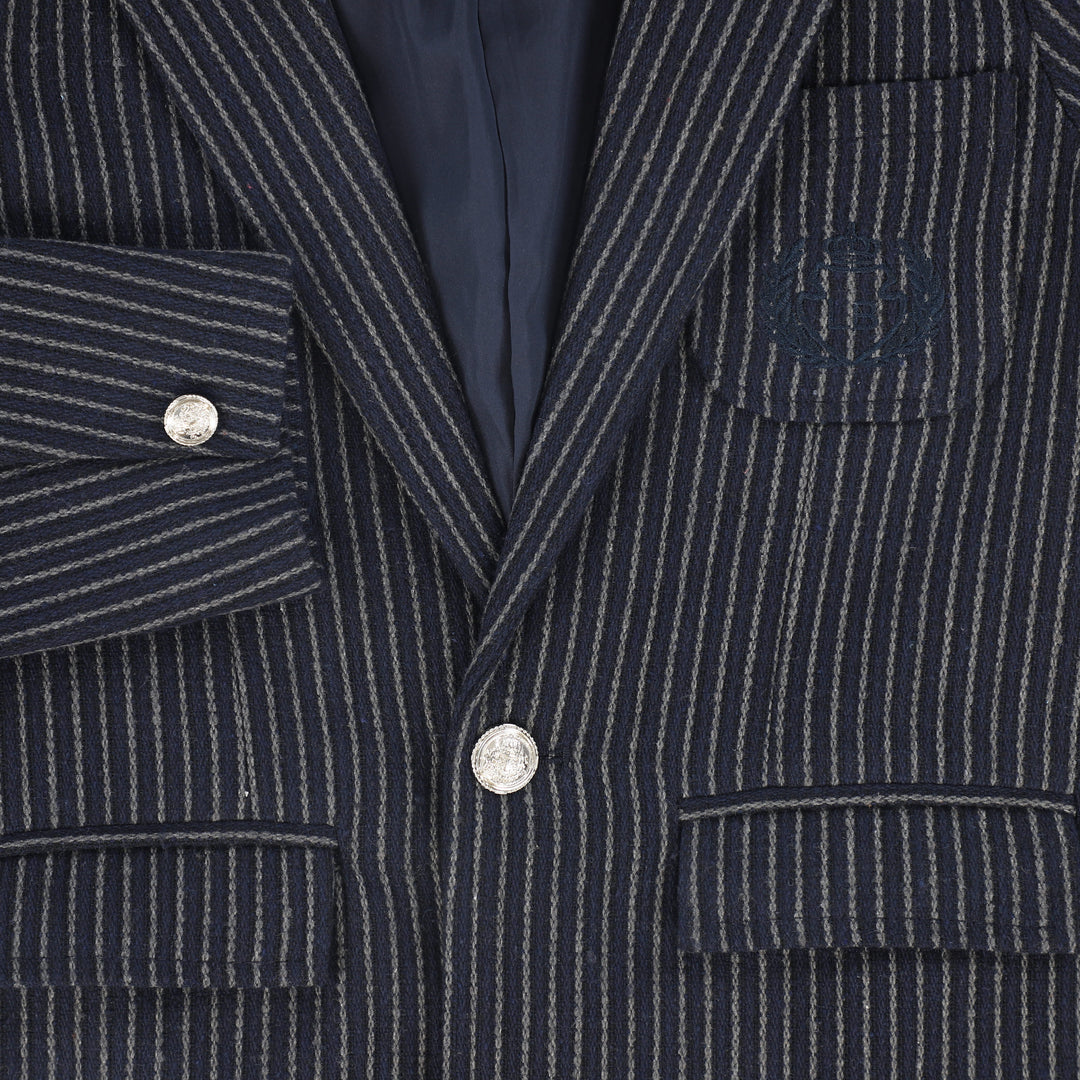 blazer wool stripe thread - navy