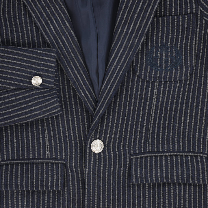 blazer wool stripe thread - navy