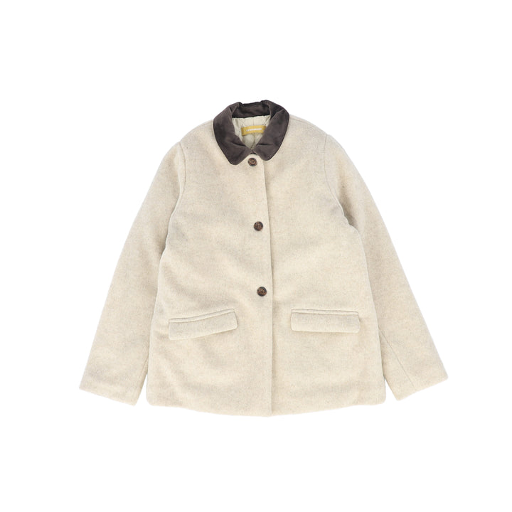 coat wool with velvet collar - oatmeal