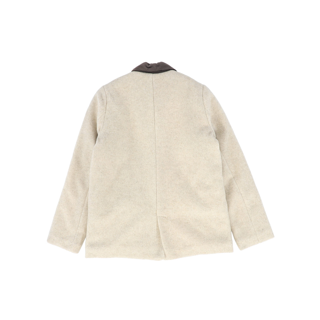 coat wool with velvet collar - oatmeal